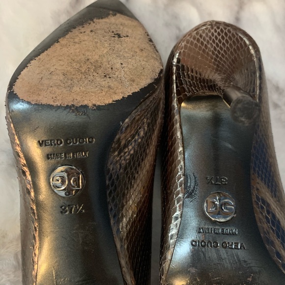 Dolce & Gabbana snakeskin metallic heels 37.5 - Picture 9 of 11
